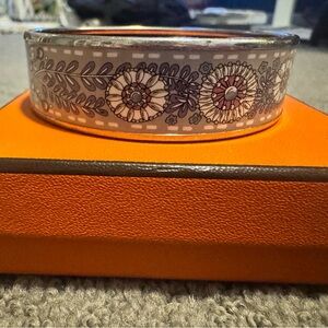 Hermes Floral Enamel Bracelet in Purple, White, Gray - Size L
